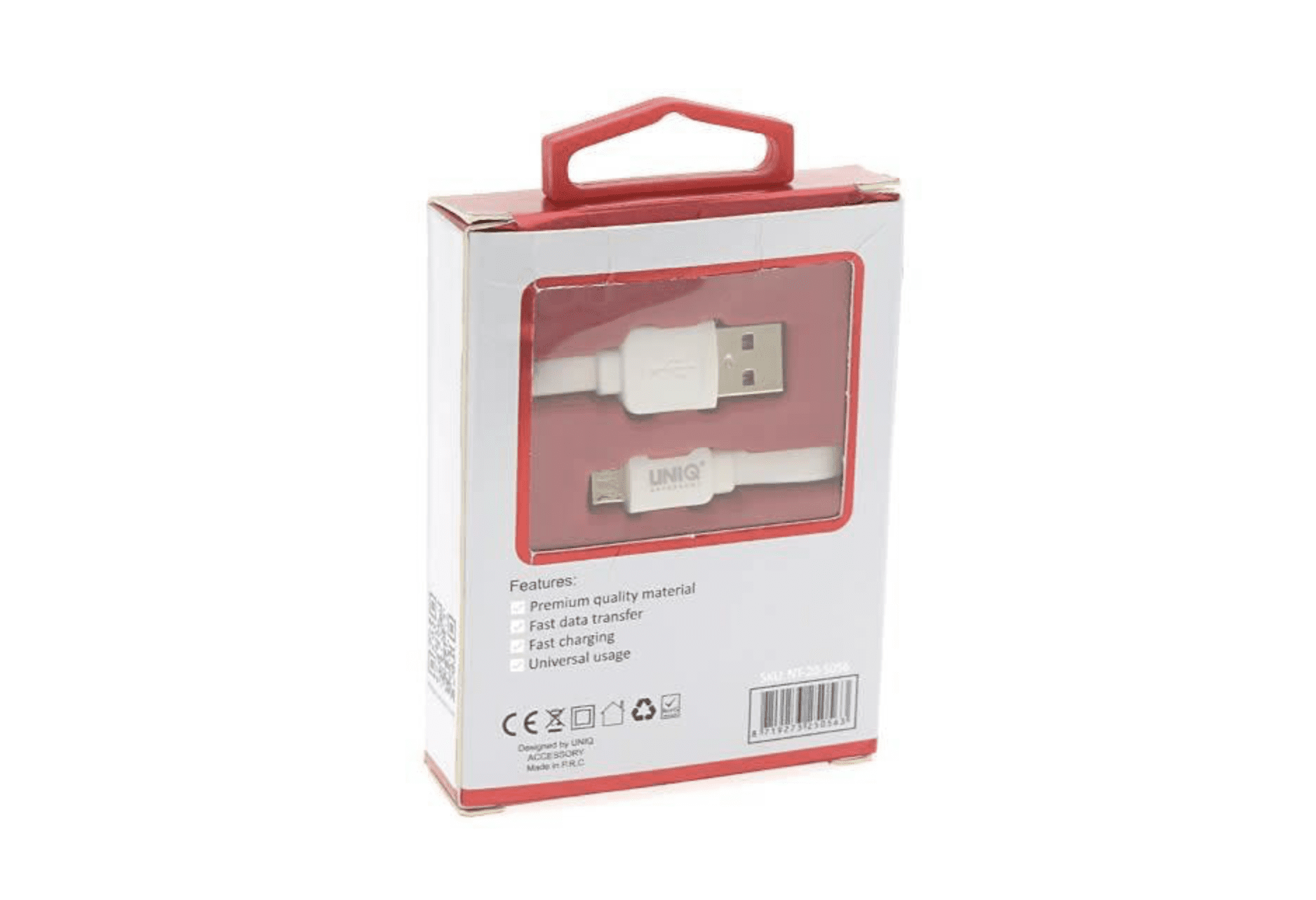 Câble Micro USB - 1 Mètre Blanc - Chargement rapide/transfert de données 2.1A - Accessoire Uniq.
